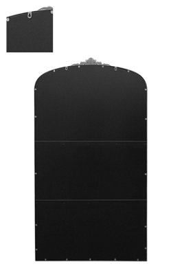 MirrorOutlet Crown - Silver Metal Framed Arched Wall Mirror with Decorative Crown 68" X 38" (174CM X 96CM)