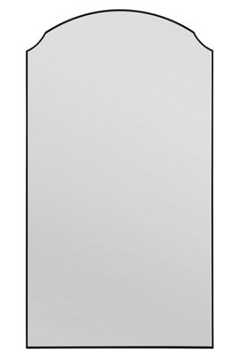 MirrorOutlet Curva - New Black Edged Dual Arch Curved Edge Leaner and Wall Mirror 63"x35" (160cm X 90cm)