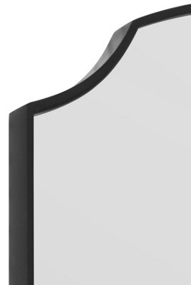 MirrorOutlet Curva - New Black Edged Dual Arch Curved Edge Leaner and Wall Mirror 63"x35" (160cm X 90cm)