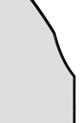 MirrorOutlet Curva - New Black Edged Dual Arch Curved Edge Leaner and Wall Mirror 63"x35" (160cm X 90cm)