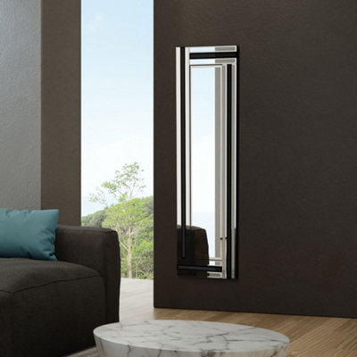 MirrorOutlet Dalton Black All Glass Dress Mirror 120 x 40 CM