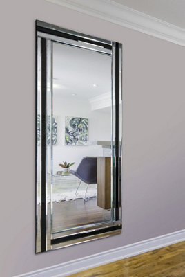 MirrorOutlet Dalton Black All Glass Full Length Mirror 174 X 85 CM ...