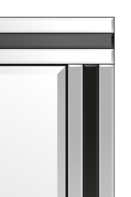 MirrorOutlet Dalton Black Triple Bevel Free Standing Cheval Dress Mirror 5ft7 x 1ft11, 170cm x 58cm