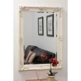 MirrorOutlet Davenport Cream Ornate Flourish Large Wall Mirror 109 x 79 cm