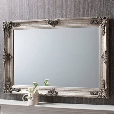 MirrorOutlet Davenport Silver Ornate Flourish Large Wall Mirror 110 x 79cm
