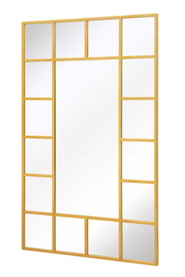 MirrorOutlet Decorative Fenestra - Gold Modern Wall and Leaner Mirror 71" X 43" (180 x 110CM)