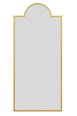 MirrorOutlet Fenestra Arched - Full Length Gold Modern Wall and Leaner Mirror 75" X 33" (190 x 85CM)
