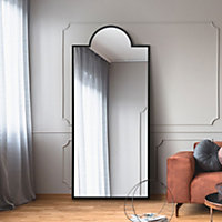 MirrorOutlet Fenestra - Black Contemporary Wall and Leaner Mirror 67" X 29" (170 x 75CM)