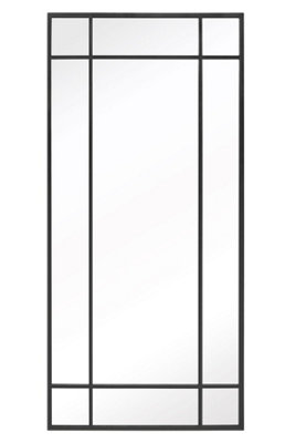 MirrorOutlet Fenestra - Black Contemporary Wall and Leaner Mirror 71" X 33" (180 x 85CM)