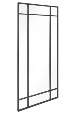 MirrorOutlet Fenestra - Black Contemporary Wall and Leaner Mirror 71" X 33" (180 x 85CM)