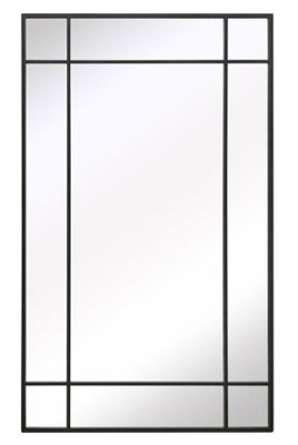 MirrorOutlet Fenestra - Black Contemporary Wall and Leaner Mirror 71" X 43" (180 x 110CM)