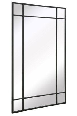 MirrorOutlet Fenestra - Black Contemporary Wall and Leaner Mirror 71" X 43" (180 x 110CM)
