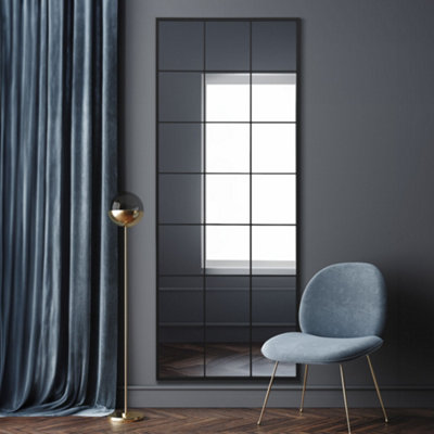 MirrorOutlet Fenestra - Black Modern Window Leaner / Wall Mirror 79" X 31" (200CM X 80CM)