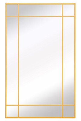 MirrorOutlet Fenestra - Gold Contemporary Wall and Leaner Mirror 71" X 43" (180 x 110CM)