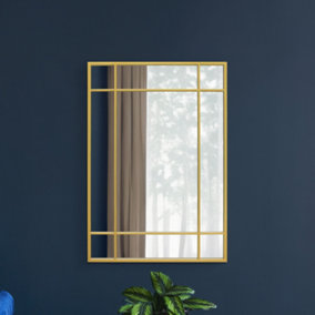 MirrorOutlet Fenestra - Gold Modern Contemporary Wall Mirror 39" X 27" (100CM X 70CM)