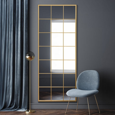 MirrorOutlet Fenestra - Gold Modern Window Leaner / Wall Mirror 79" X 31" (200CM X 80CM)