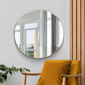 MirrorOutlet Frameless All Glass Bevelled Classic Design Round Mirror 90 x 90CM