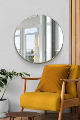 MirrorOutlet Frameless All Glass Bevelled Classic Design Round Mirror 90 x 90CM