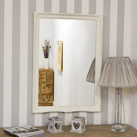 MirrorOutlet Fraser White Small Beaded Wall Mirror 86 x 60 CM