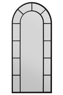 MirrorOutlet Full Length Window Arcus - Black Framed Arched Leaner / Wall Mirror 75" X 33" (190CM X 85CM)