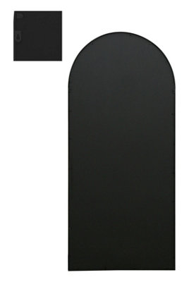 MirrorOutlet Full Length Window Arcus - Black Framed Arched Leaner / Wall Mirror 75" X 33" (190CM X 85CM)