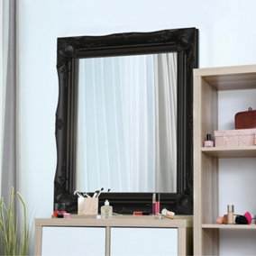 MirrorOutlet Hamilton Black Shabby Chic Design Accent Mirror 61 x 51cm