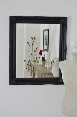 MirrorOutlet Hamilton Black Shabby Chic Design Small Mirror 76 x 66cm