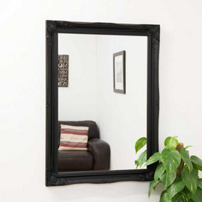 MirrorOutlet Hamilton Black Shabby Chic Design Wall Mirror 106 x 76 CM