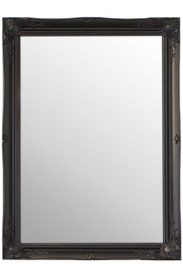 MirrorOutlet Hamilton Black Shabby Chic Design Wall Mirror 106 x 76 CM
