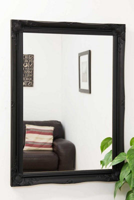 MirrorOutlet Hamilton Black Shabby Chic Design Wall Mirror 106 x 76 CM