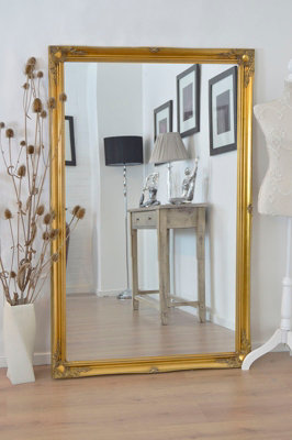 MirrorOutlet Hamilton Vintage Gold Antique Design Leaner Mirror 168 x 107cm