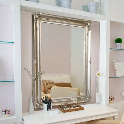 MirrorOutlet Hamilton Vintage Silver Antique Design Mirror 91 x 66cm