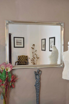 MirrorOutlet Hamilton Vintage Silver Antique Design Wide Wall Mirror 137 x 107cm