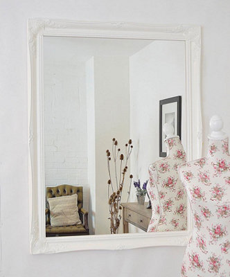 MirrorOutlet Hamilton White Shabby Chic Design Wall Mirror 117 x 91cm ...