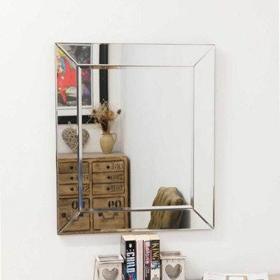 MirrorOutlet Horsley All Glass Wall Mirror 69 x 58 CM DIY at B&Q
