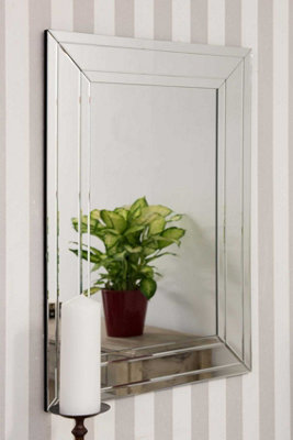 MirrorOutlet Langley All Glass Modern Bevelled Wall Mirror 100 x 70CM