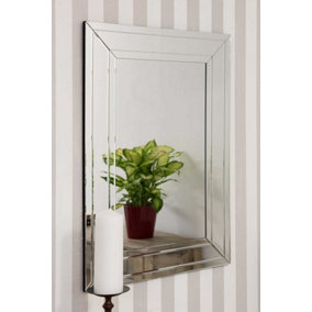 MirrorOutlet Langley All Glass Modern Bevelled Wall Mirror 100 x 70CM