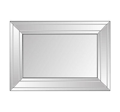 MirrorOutlet Langley All Glass Modern Bevelled Wall Mirror 100 x 70CM
