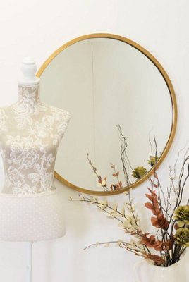 MirrorOutlet Large Gold Circular Bevelled Wall Mirror 80cm x 80cm