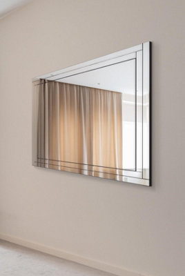 MirrorOutlet Luxford All Glass Bevelled Large Dress Mirror 144 x 115.5CM, 4ft8 x 3ft9