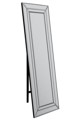 MirrorOutlet ouble Bevel Large Modern Venetian Cheval Free Standing Mirror 5Ft X 1Ft3 (150 X 40cm)