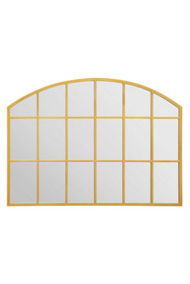 MirrorOutlet Over Mantle Window Arcus - Gold Framed Arched Wall Mirror 35" X 26" (90CM X 65CM)