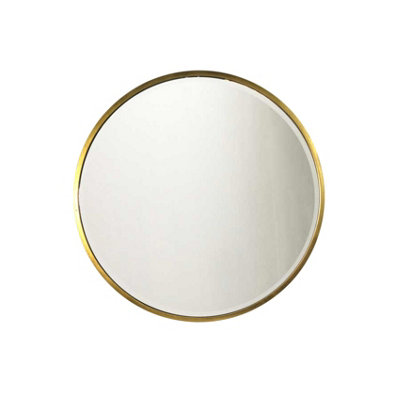 MirrorOutlet Rowan Gold Elegant Modern Bevelled Round Mirror 100 x 100cm