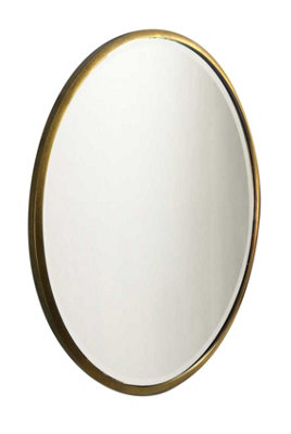MirrorOutlet Rowan Gold Elegant Modern Bevelled Round Mirror 100 x 100cm