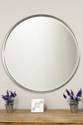 MirrorOutlet Rowan Silver Elegant Modern Round Mirror 100 x 100cm