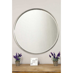 MirrorOutlet Rowan Silver Elegant Modern Round Mirror 100 x 100cm