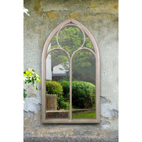 MirrorOutlet SandstoneSomerley Chapel Arch Garden Mirror 112 x 61 CM
