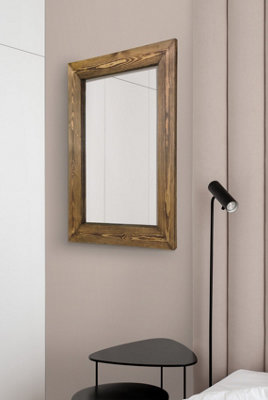 MirrorOutlet Sherwood Dark Natural Wall Mirror 93 x 68