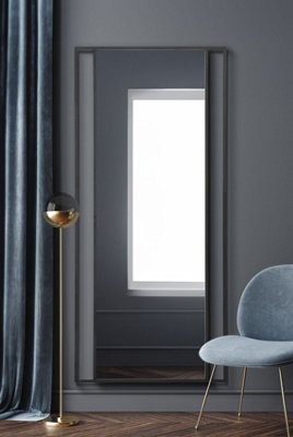 MirrorOutlet Slim Fenestra - Black Modern Full Length Wall and Leaner Mirror 79" X 35" (200 x 90CM)