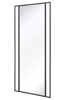 MirrorOutlet Slim Fenestra - Black Modern Full Length Wall and Leaner Mirror 79" X 35" (200 x 90CM)